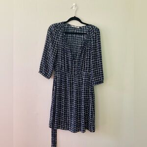 Daniel Rainn 3/4 sleeve knee length navy patterned dress